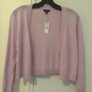 Talbots pale lavender shrug, size small. New with tags!!